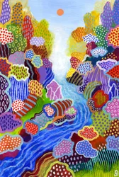 Drijvende wereld 3, 2023 (acryl en oliepastel op papier)