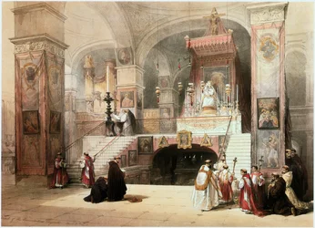 Kapel van de Aankondiging, Nazareth, Israël (gravure)