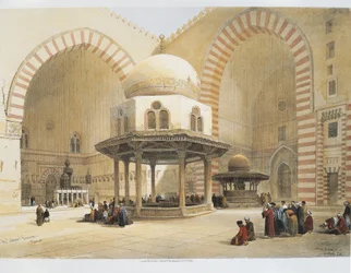 Egypte - 19e eeuw - Caïro - Moskee van Sultan Hassan - Binnenplaats - Gravure door David Roberts