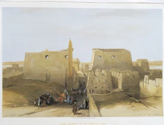 Egypte, Tempel in Luxor, gravure door David Roberts