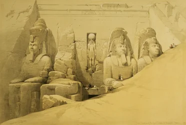 Vooraanzicht van de Grote Tempel van Aboo Simbel, Nubië, plaat 44 uit volume II van 