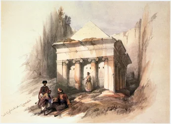 In het Heilige Land: Jeruzalem, Graf van Zacharia, Kidronvallei (gravure)
