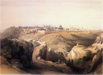 In het Heilige Land: Jeruzalem, vanaf de weg naar Bethanië (gravure)