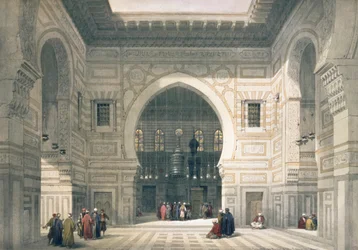 Interieur van de moskee van Sultan Hassan, Caïro, Egypte, 19e eeuw