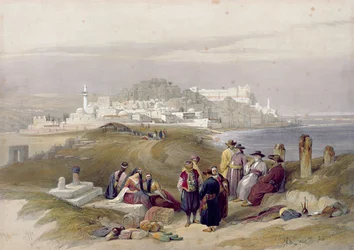 Jaffa, het antieke Joppe, 16 april 1839, plaat 61 uit deel II van «Het Heilige Land», gegraveerd door Louis Haghe (1806-85), gepubliceerd in 1843
