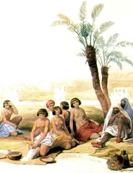 Nubische slaven bij de Nijl in 1846-1850 (illustratie)