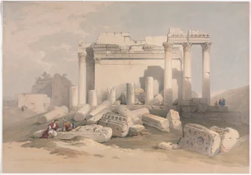 Ruïnes van het Oostelijke Portiek van de Tempel van Baalbek, 1839
