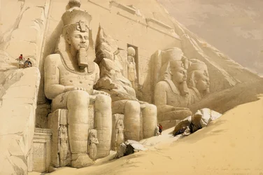 De grote tempel van Abu Simbel, Nubië, Egypte, ca. 1845