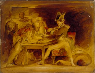 Nelson die de Kopenhagen-brief verzegelt, ca. 1835