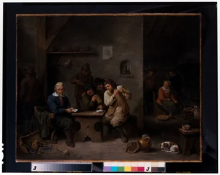 Figuren die gokken in een taverne