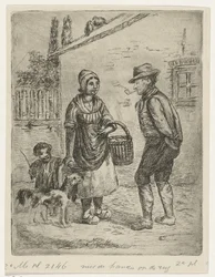 Boer en boerin bij een hoeve