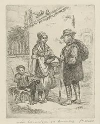 Boer en boerin bij hoeve