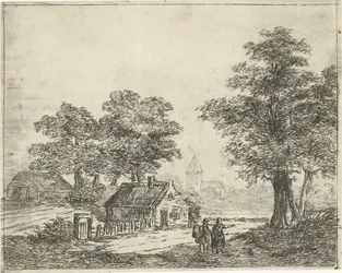 Landschap met wandelaars