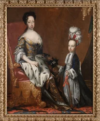 Hedvig Eleonora (1636-1715), prinses van Holstein-Gottorp, koningin van Zweden, en haar achterkleinzoon Karel Frederik (1700-1739), hertog van Holstein-Gottorp, 1704