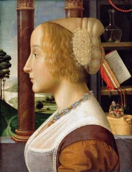Portret van een jonge vrouw in profiel