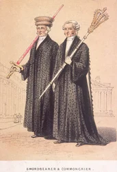 Een zwaarddrager en een stadsomroeper, 1855