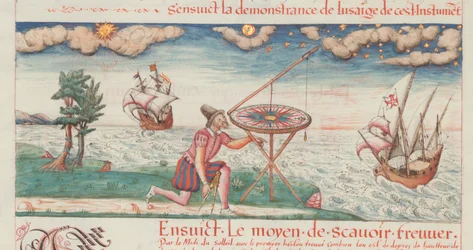 Illustratie uit Les premières œuvres de Jacques de Vaulx, piloot in de marine, 1583