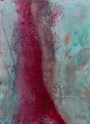 Levendig rood-blauwgroen patroon