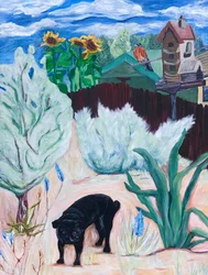 Achtertuin mopshond, 2016 (acryl op doek)