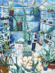 In het Groene Huis, 2023 (acryl/medium op doek)