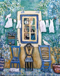 Oud raam, 2024 (acryl op doek)