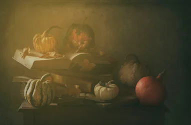 Herfstboeken en pompoenen