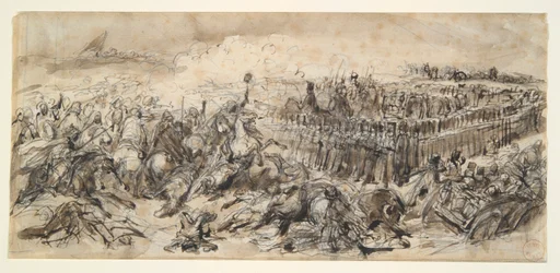 Slagveld (Studie voor De 2e lichte cavalerie die de aanval van de Arabieren weerstaat)
