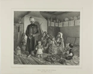 Tartaarse familie in hun huis, Kapskhor, Krim, 21 oktober 1837