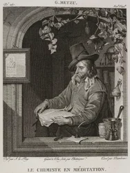 Denis-Sébastien Leroy, Chataigner en Dambrun - De apotheker in meditatie, naar Gabriel Metsu - 1802-1815