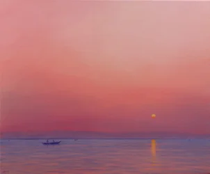 Roze dageraad op de Ganges