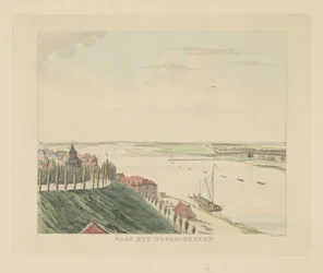 Gezicht op het Valkhof en de Waal ten noordwesten van Nijmegen