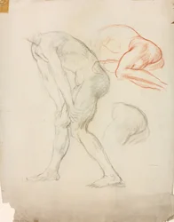 Studies van een gehurkte figuur