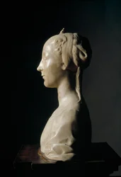 Buste van een jonge dame. Marmeren beeldhouwwerk van Desiderio da Settignano (ca. 1430-1464). Afmetingen: 146 cm. Florence, Museo Nazionale del Bargello