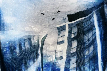 Abstracte stadsvlucht