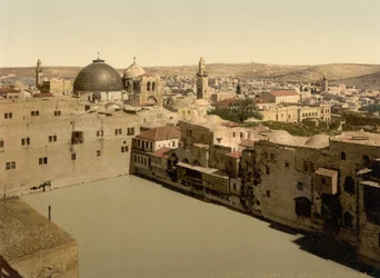 De vijver van Hizkia, Jeruzalem, Heilig Land, c.1890-c.1900
