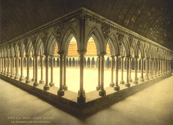 Monnikenpromenade, Mont Saint-Michel, Frankrijk, Fotochrome print, ca. 1900