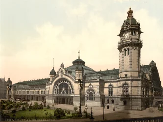 Treinstation, Keulen, Duitsland, ca. 1900