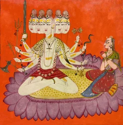 Sadashiva aanbeden door Parvati, c.1690
