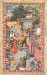 Besnijdenisceremonie voor de zonen van Akbar, schilderij 126 uit een Akbar-nama Boek van Akbar, ca. 1602-3