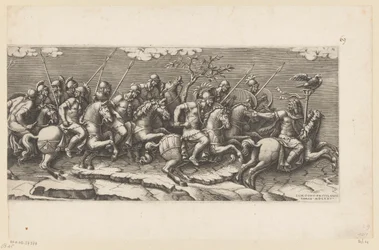 Optocht van gewapende ruiters (rechterdeel)