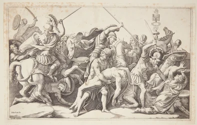 Menelaos met het lichaam van Patroklos