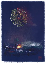 Kunstgrepen op Onafhankelijkheidsdag, 2025 (acryl, inkt en potlood op stof)