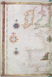 De Britse Eilanden en Iberia, detail uit een wereldatlas, 1565