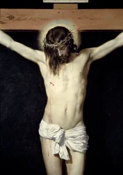 Christus wordt gekruisigd, detail. Schilderij van Diego Rodríguez de Silva y Velázquez (1599-1660)