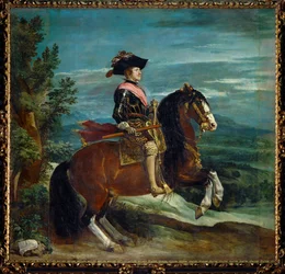 Ruitersportret van koning Felipe IV (schilderij op doek)