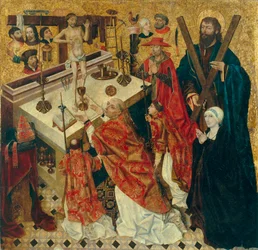 De mis van de heilige Gregorius de Grote - actief 1482-1500 - vóór 1480 - 168 x 168 - Museu Nacional d