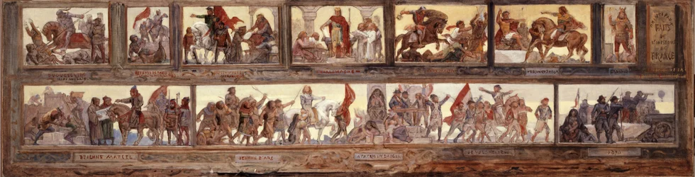 Belangrijke gebeurtenissen in de Franse geschiedenis: Schets voor de binnenplaats van de school in de rue de Château-Landon