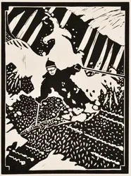 Maanden van het jaar: Februari, 2012 (linoleumsnede)