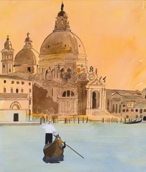 Venetië, groet (aquarel  inkt)