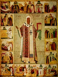 Metropoliet Alexius omringd door scènes uit zijn leven, Russisch, 1480